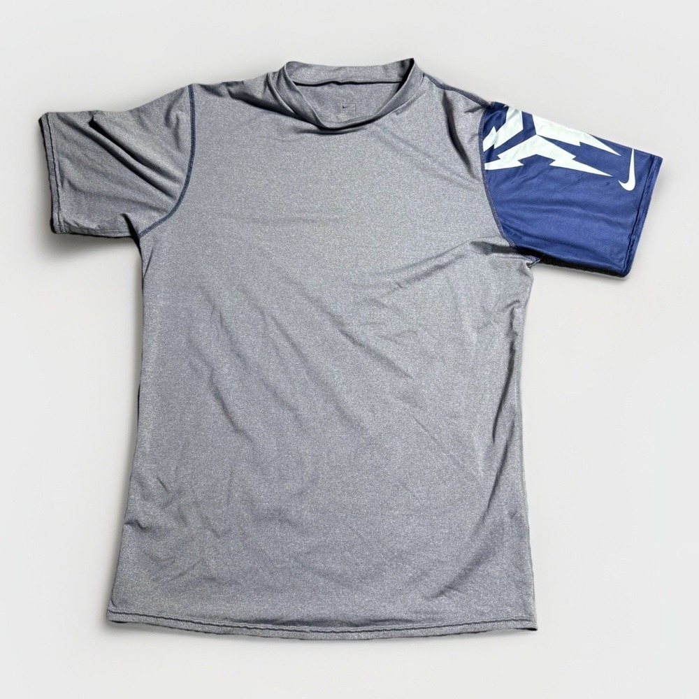 Nike Team Compression Shirt Mens XL Gray Blue Mock Neck EUC